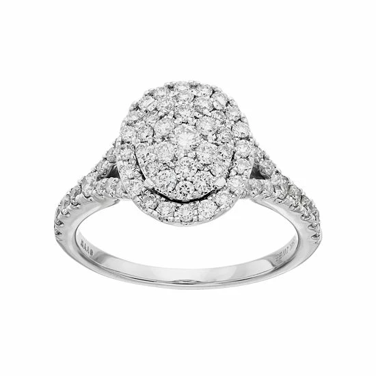 Simply Vera Vera Wang 10th Anniversary 14k White Gold 1 Ct. T.W. Diamond Cluster Engagement Ring 1 Simply Vera Vera Wang 10th Anniversary 14k White Gold 1 Ct. T.W. Diamond Cluster Engagement Ring