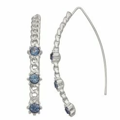 Simply Vera Vera Wang Silver Tone Simulated Blue Crystal Chain Threader Earrings