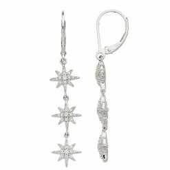 Simply Vera Vera Wang Sterling Silver 1/4 Carat T.W. Diamond 3-Star Leverback Earrings