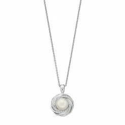 Simply Vera Vera Wang Freshwater Cultured Pearl & Diamond Accent Swirl Pendant