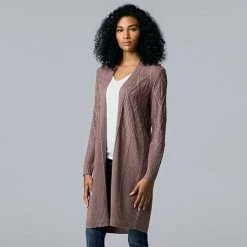 Women's Simply Vera Vera Wang Long Cardigan Sweater Marshmallow -Simply Vera Vera Wang STORE unnamed file 314