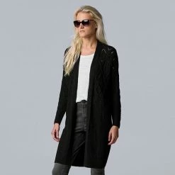 Women's Simply Vera Vera Wang Long Cardigan Sweater Marshmallow -Simply Vera Vera Wang STORE unnamed file 315