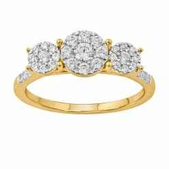 Simply Vera Vera Wang 14k Gold 1/2 Carat T.W. Diamond Halo 3-Cluster Engagement Ring -Simply Vera Vera Wang STORE unnamed file 3152
