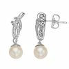 Simply Vera Vera Wang Sterling Silver 1/10 Carat T.W. Diamond & Freshwater Cultured Pearl Drop Earrings