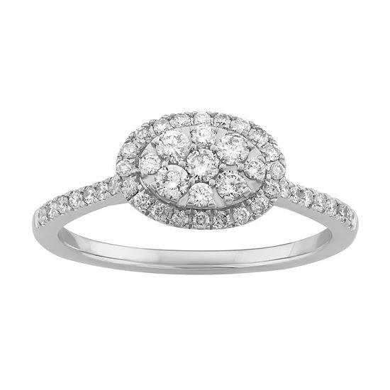 Simply Vera Vera Wang 14k White Gold 1/2 Carat T.W. Diamond Oval Cluster Engagement Ring 1 Simply Vera Vera Wang 14k White Gold 1/2 Carat T.W. Diamond Oval Cluster Engagement Ring