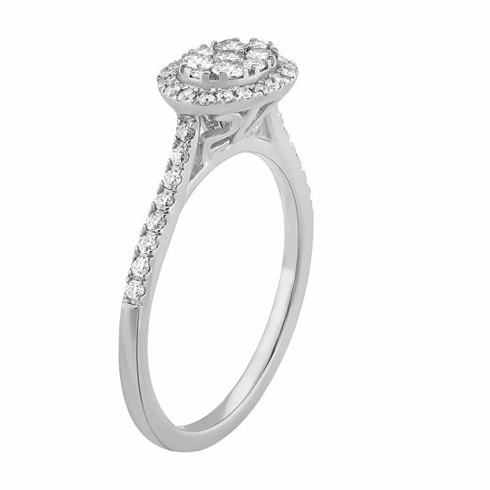 Simply Vera Vera Wang 14k White Gold 1/2 Carat T.W. Diamond Oval Cluster Engagement Ring 2 Simply Vera Vera Wang 14k White Gold 1/2 Carat T.W. Diamond Oval Cluster Engagement Ring - Image 2