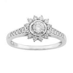Simply Vera Vera Wang 14k White Gold 1/2 Carat T.W. Diamond Flower Halo Engagement Ring