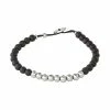 Simply Vera Vera Wang Men's Black Agate & Stainless Steel Beaded Bracelet