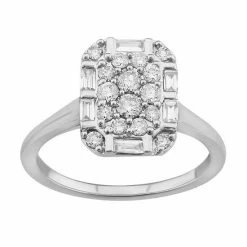 Simply Vera Vera Wang 14k White Gold 1/2 Carat T.W. Round & Baguette Cut Diamond Cushion Cluster Engagement Ring