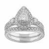 Simply Vera Vera Wang 14k White Gold 1 Carat T.W. Diamond Teardrop Cluster Engagement Ring Set