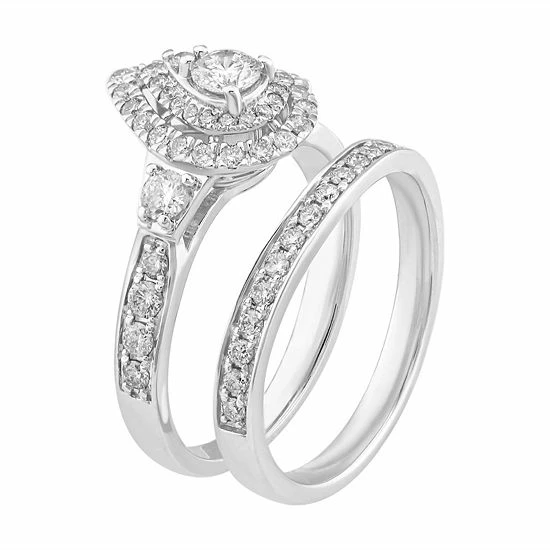 Simply Vera Vera Wang 14k White Gold 1 Carat T.W. Diamond Teardrop Cluster Engagement Ring Set 2 Simply Vera Vera Wang 14k White Gold 1 Carat T.W. Diamond Teardrop Cluster Engagement Ring Set - Image 2
