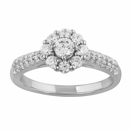 Simply Vera Vera Wang 14k White Gold 3/4 Carat T.W. Diamond Flower Engagement Ring 1 Simply Vera Vera Wang 14k White Gold 3/4 Carat T.W. Diamond Flower Engagement Ring