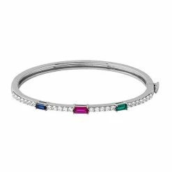 Simply Vera Vera Wang Sterling Silver Lab-Created Gemstone Hinged Bangle Bracelet