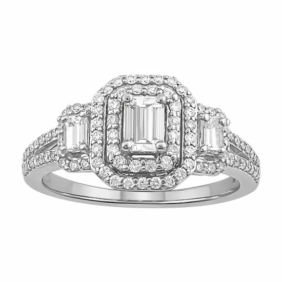 Simply Vera Vera Wang Diamond Halo Engagement Ring In 14k White Gold (1 Ct. T.W.) 1 Simply Vera Vera Wang Diamond Halo Engagement Ring In 14k White Gold (1 Ct. T.W.)
