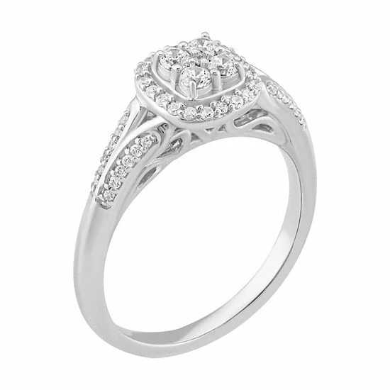Simply Vera Vera Wang 14k White Gold 1/3 Carat T.W. Diamond Cluster Engagement Ring 2 Simply Vera Vera Wang 14k White Gold 1/3 Carat T.W. Diamond Cluster Engagement Ring - Image 2