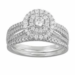Simply Vera Vera Wang 14k White Gold 3/4 Carat T.W. Diamond Halo Cluster Engagement Ring Set