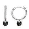 Simply Vera Vera Wang Sterling Silver Dyed Black Freshwater Cultured Pearl & Diamond Accent Hoop Earrings