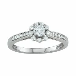 Simply Vera Vera Wang 14k White Gold 1/2 Carat T.W. Diamond Flower Engagement Ring