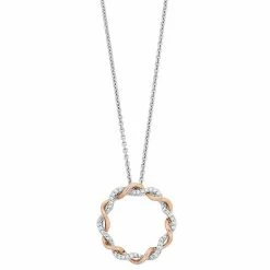 Simply Vera Vera Wang Sterling Silver & 14k Rose Gold 1/10 Carat T.W. Diamond Rope Circle Pendant Necklace
