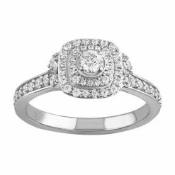 Simply Vera Vera Wang 14k White Gold 1/2 Carat T.W. Diamond Cushion Halo Engagement Ring