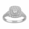 Simply Vera Vera Wang 14k White Gold 3/4 Carat T.W. Diamond Cushion Halo Engagement Ring