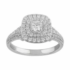 Simply Vera Vera Wang 14k White Gold 3/4 Carat T.W. Diamond Cushion Halo Engagement Ring
