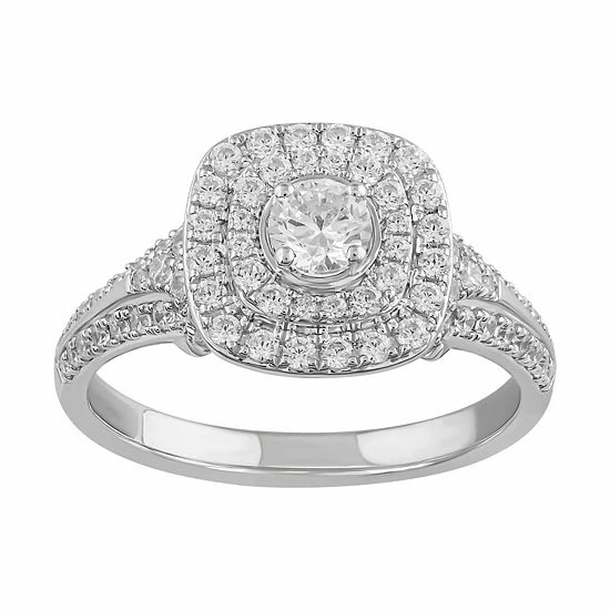 Simply Vera Vera Wang 14k White Gold 3/4 Carat T.W. Diamond Cushion Halo Engagement Ring 1 Simply Vera Vera Wang 14k White Gold 3/4 Carat T.W. Diamond Cushion Halo Engagement Ring