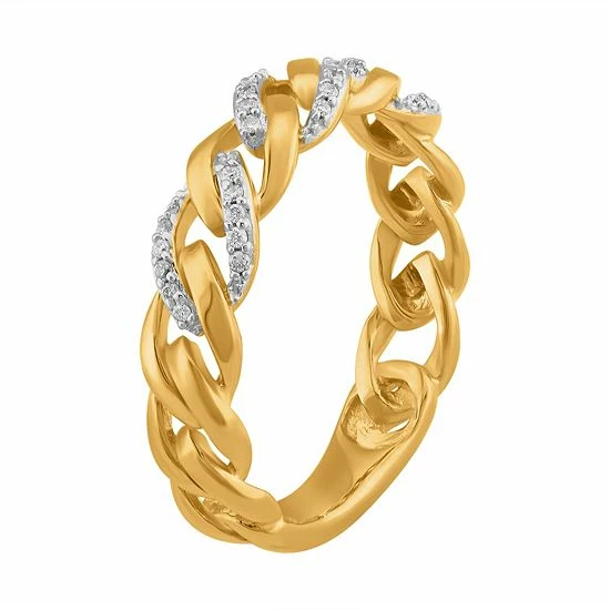 Simply Vera Vera Wang 14k Gold 1/10 Carat T.W. Diamond Cable Link Ring 2 Simply Vera Vera Wang 14k Gold 1/10 Carat T.W. Diamond Cable Link Ring - Image 2