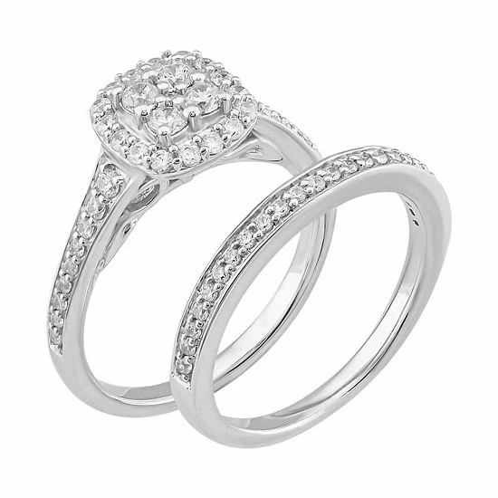 Simply Vera Vera Wang 14k White Gold 3/4 Carat T.W. Diamond Cluster Engagement Ring Set 2 Simply Vera Vera Wang 14k White Gold 3/4 Carat T.W. Diamond Cluster Engagement Ring Set - Image 2