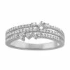 Simply Vera Vera Wang 14k White Gold 1/3 Carat T.W. Round & Baguette Cut Diamond 3 Row Fashion Ring