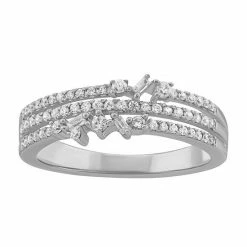 Simply Vera Vera Wang 14k White Gold 1/3 Carat T.W. Round & Baguette Cut Diamond 3 Row Fashion Ring