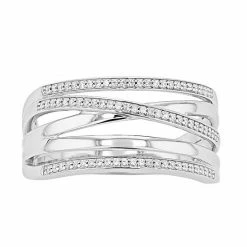 Simply Vera Vera Wang Sterling Silver 1/7 Carat T.W. Diamond Crossover Ring, Size 7