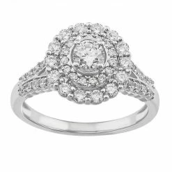 Simply Vera Vera Wang 14k White Gold 1 Carat T.W. Round Cut Diamond Cluster Engagement Ring