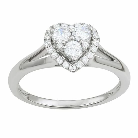Simply Vera Vera Wang Sterling Silver 1/2 Carat T.W. Diamond Heart Ring 1 Simply Vera Vera Wang Sterling Silver 1/2 Carat T.W. Diamond Heart Ring