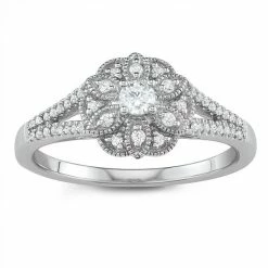 Simply Vera Vera Wang 14k White Gold 1/3 Carat T.W. Diamond Flower Engagement Ring