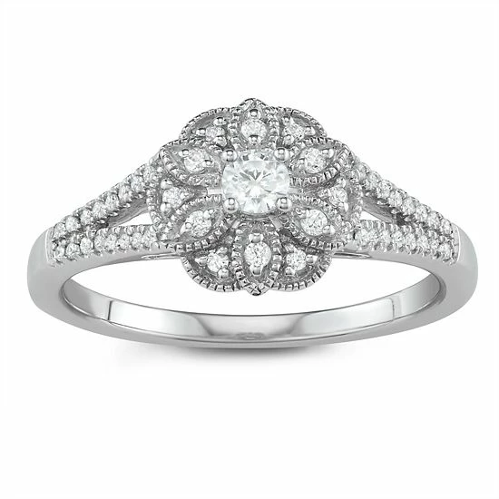 Simply Vera Vera Wang 14k White Gold 1/3 Carat T.W. Diamond Flower Engagement Ring 1 Simply Vera Vera Wang 14k White Gold 1/3 Carat T.W. Diamond Flower Engagement Ring