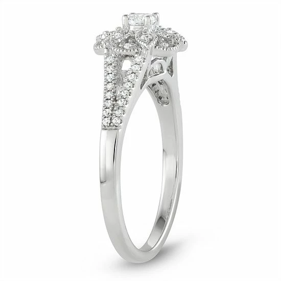 Simply Vera Vera Wang 14k White Gold 1/3 Carat T.W. Diamond Flower Engagement Ring 2 Simply Vera Vera Wang 14k White Gold 1/3 Carat T.W. Diamond Flower Engagement Ring - Image 2