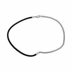 Simply Vera Vera Wang Men's Black Braided Leather & Stainless Steel Wrap Bracelet