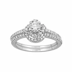 Simply Vera Vera Wang 14k White Gold 9/10 Carat T.W. Diamond Halo Engagement Ring Set