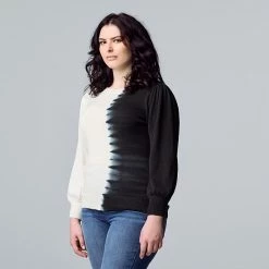 Women's Simply Vera Vera Wang Tie-Dye Pullover Sweater Stone Tower Combo -Simply Vera Vera Wang STORE unnamed file 332