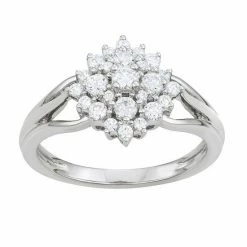 Simply Vera Vera Wang Sterling Silver 1/2 Carat T.W. Diamond Cluster Ring