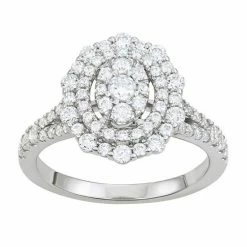 Simply Vera Vera Wang 14k White Gold 1 Carat T.W. Diamond Tiered Oval Engagement Ring