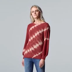 Women's Simply Vera Vera Wang Tie-Dye Pullover Sweater Stone Tower Combo -Simply Vera Vera Wang STORE unnamed file 334