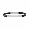Simply Vera Vera Wang Men's Stainless Steel & Black Leather Bracelet
