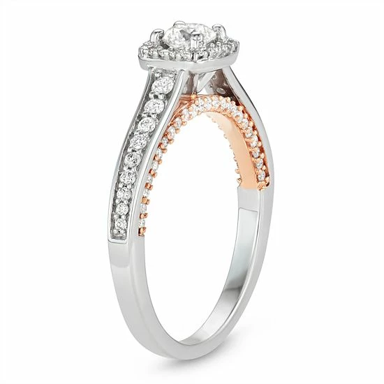 Simply Vera Vera Wang Two Tone 14k Gold 3/4 Carat T.W. Diamond Halo Engagement Ring 2 Simply Vera Vera Wang Two Tone 14k Gold 3/4 Carat T.W. Diamond Halo Engagement Ring - Image 2