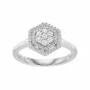 Simply Vera Vera Wang 10th Anniversary Sterling Silver 1/3 Carat T.W. Diamond Flower Hexagon Ring
