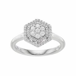 Simply Vera Vera Wang 10th Anniversary Sterling Silver 1/3 Carat T.W. Diamond Flower Hexagon Ring
