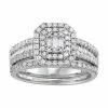 Simply Vera Vera Wang 14k White Gold 1 Carat T.W. Diamond Halo Engagement Ring Set