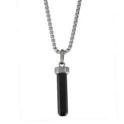 Simply Vera Vera Wang Men's Black Crystal & Stainless Steel Pendant Necklace