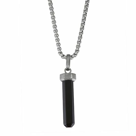 Simply Vera Vera Wang Men's Black Crystal & Stainless Steel Pendant Necklace 1 Simply Vera Vera Wang Men's Black Crystal & Stainless Steel Pendant Necklace